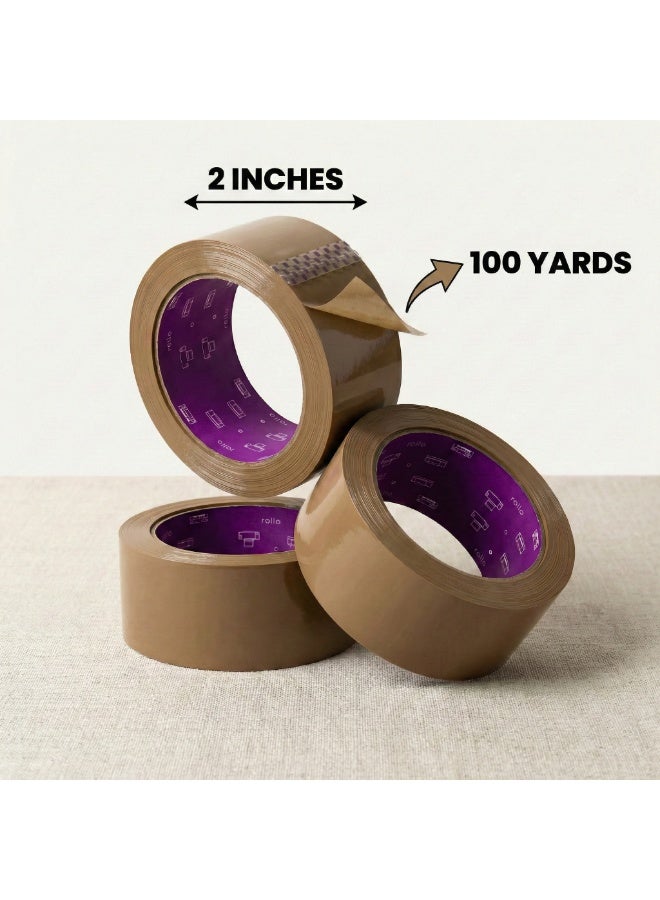 AKSONZ Strong & Heavy Duty Brown Packaging Tape 2 Inch x 100 Yards, Strong Shipping Tape for Boxes, Moving Postal Boxes & Office Brown Adhesive Box Sealing Tape 6 Rolls Bulk Pack. - Image 3